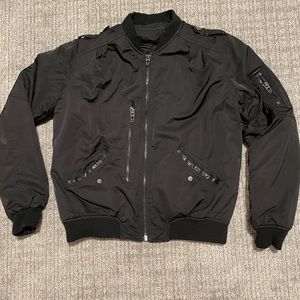 Blank NYC Black Nylon Bomber Jacket in Small